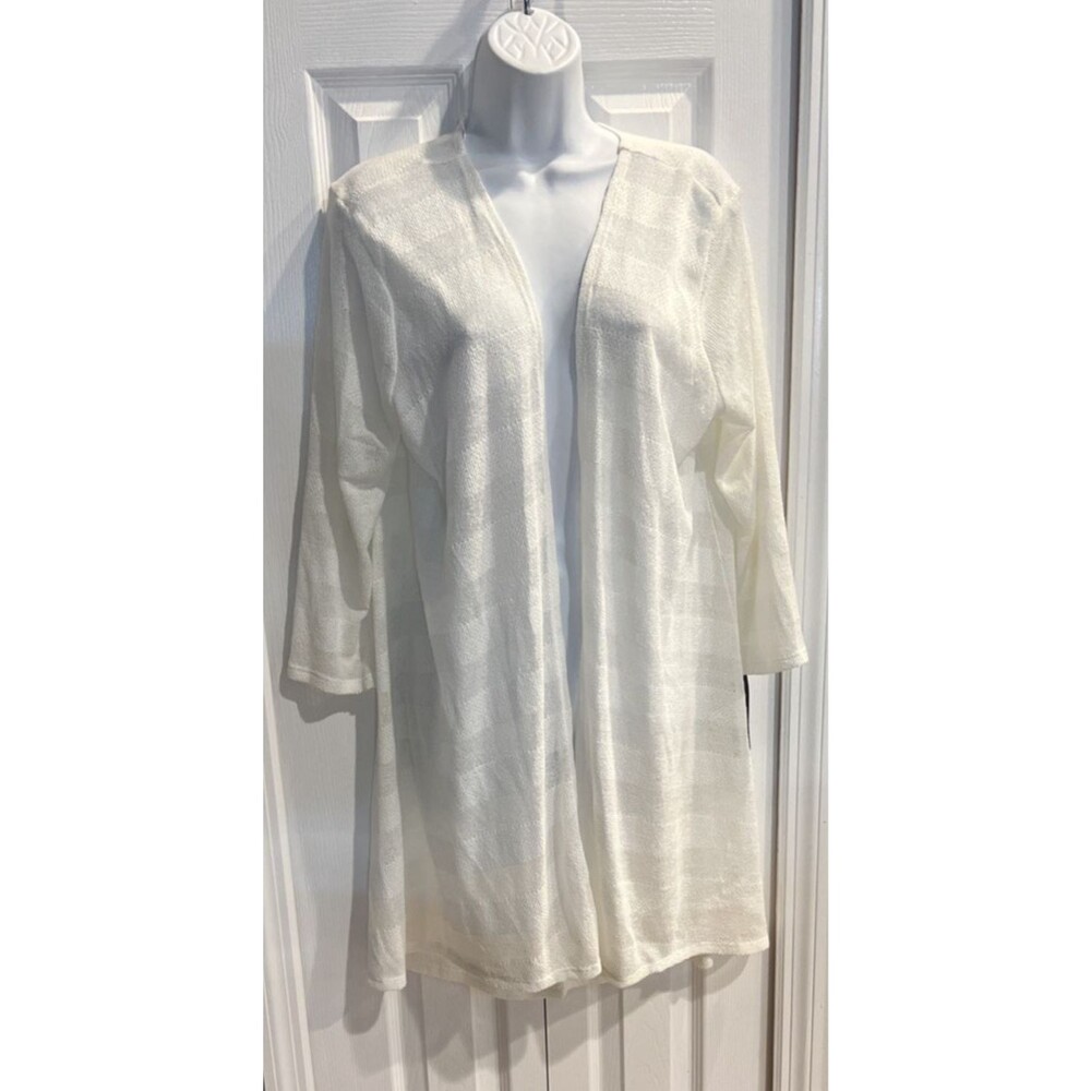 NWT Style & Co Women’s Cardigan Size L Open Front Knit  Winter White 3/4 Sleeve